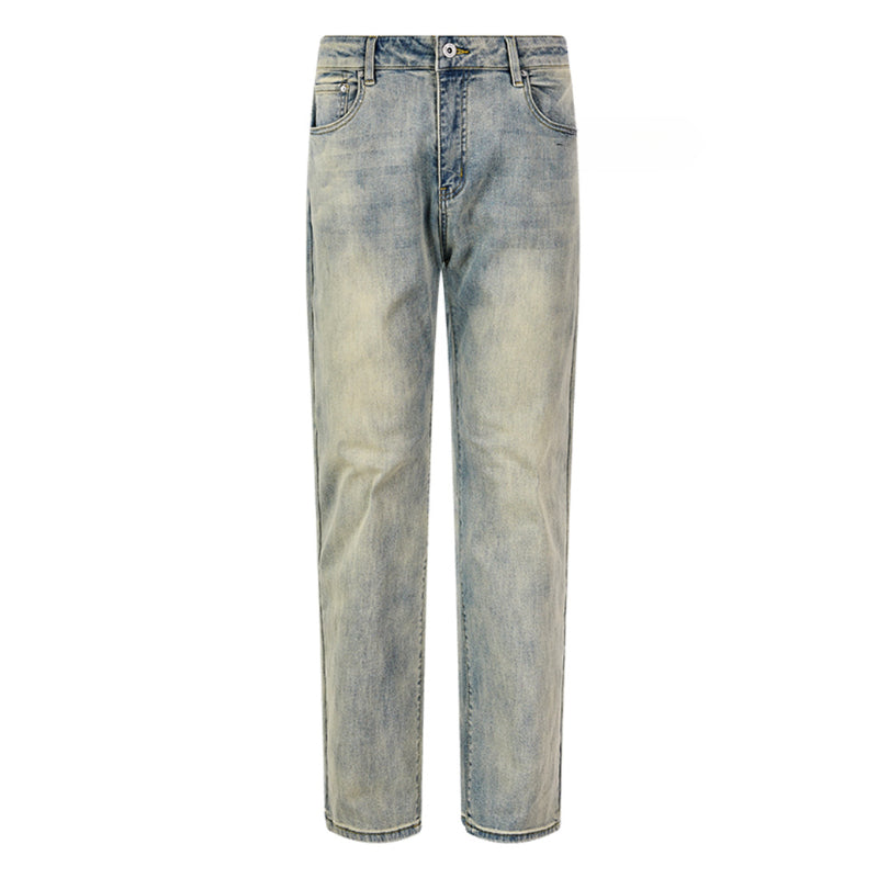 Men Jeans Washed Straight-Leg Trousers