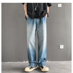 Men Jeans Retro Tie-Dyed Jeans Loose Straight Casual Pants